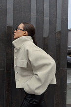 Beige Wool Blend Loose Jacket