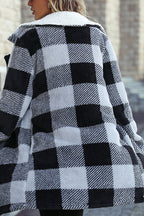 Lapel Plaid Open Front Coat
