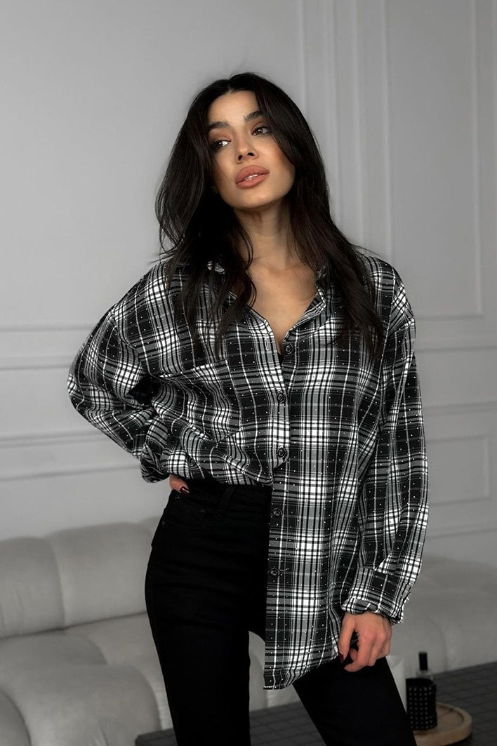 Vintage Style Plaid Casual Blouse