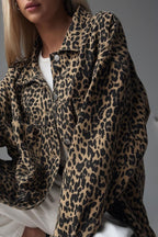 Vintage Leopard Print Denim Blouse