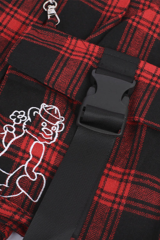 Colorblock Plaid A-Line Skirt