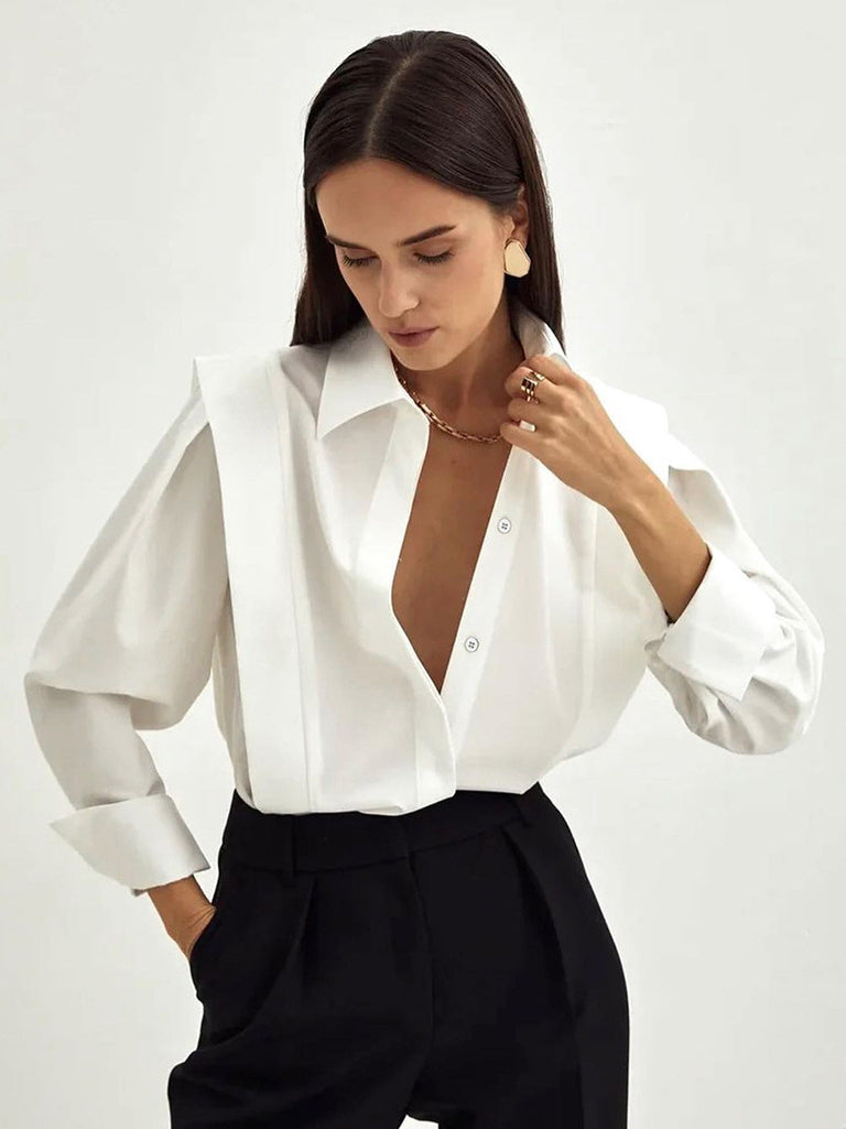 Structured Square Shoulder Panelled Blouse