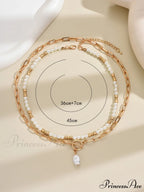 2pcs Faux Pearl Charm OT Buckle Necklace