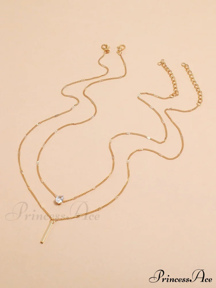 2pcs/set Rhinestone Charm Necklace