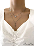 2pcs/set Rhinestone Charm Necklace