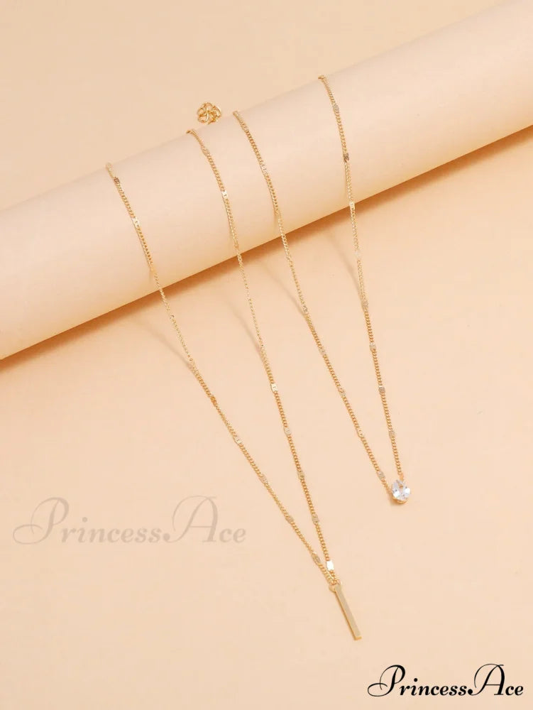 2pcs/set Rhinestone Charm Necklace