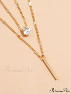 2pcs/set Rhinestone Charm Necklace