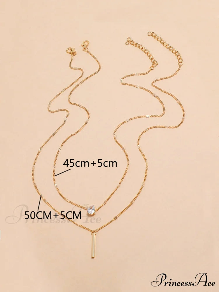 2pcs/set Rhinestone Charm Necklace