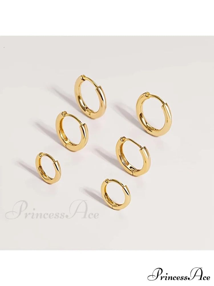 3 Pairs Huggie Hoop Earrings