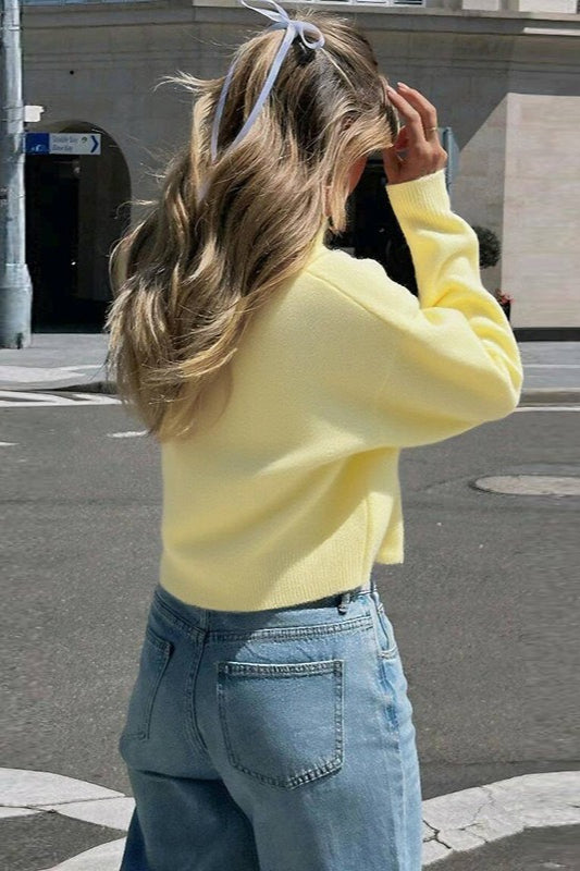 Knit Cropped Long Sleeve Sweater