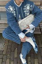 Blue Floral Cotton Coat