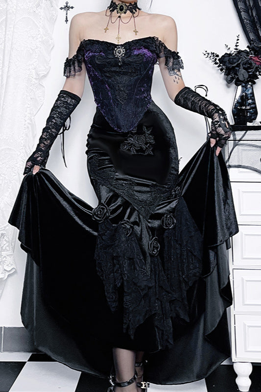 Gothic Fishtail Bodycon Maxi Skirt
