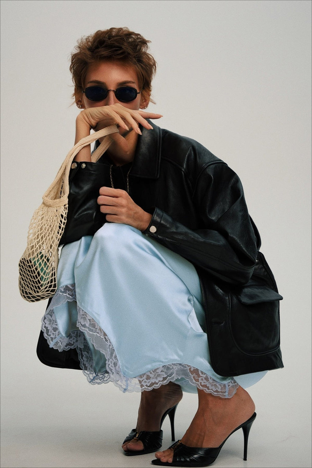 Lace Trim Asymmetric Midi Skirt