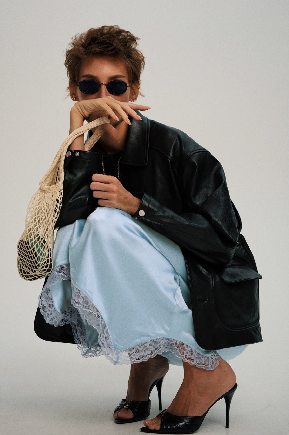 Lace Trim Asymmetric Midi Skirt