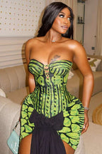 Sexy Floral Print Backless Ruched Bodycon Maxi Dress