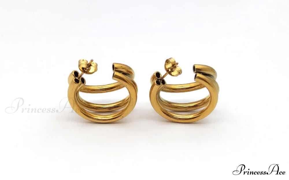 316L Stainless Steel Triple Layers Stud Earrings