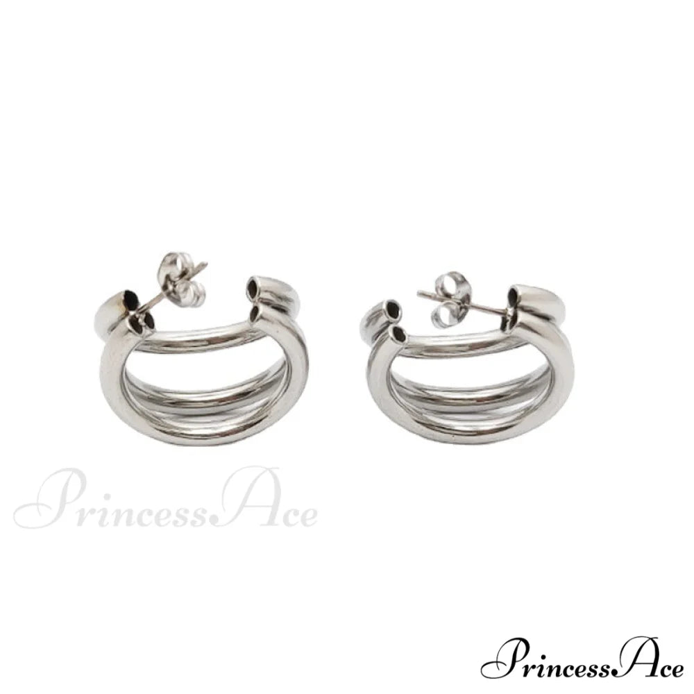 316L Stainless Steel Triple Layers Stud Earrings