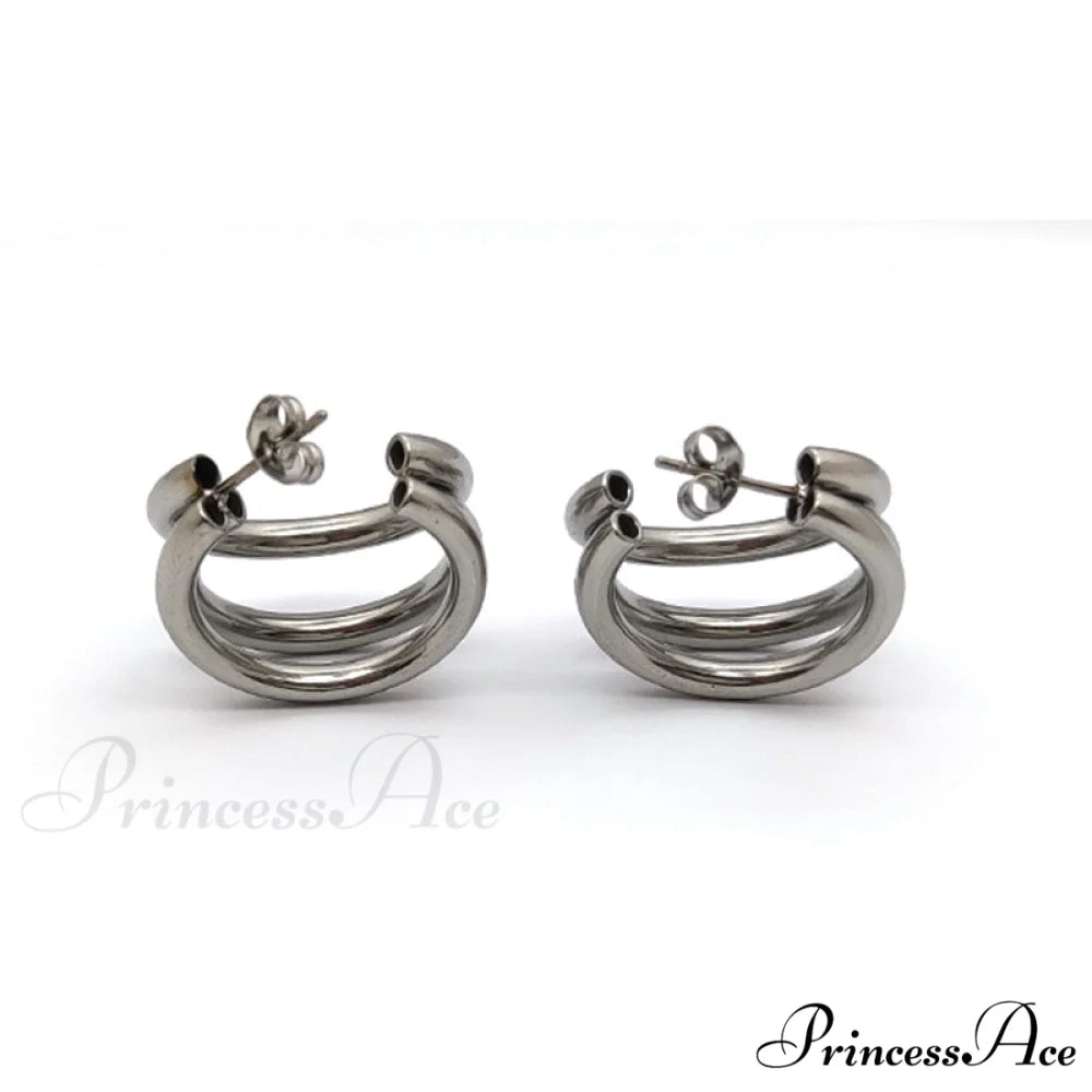 316L Stainless Steel Triple Layers Stud Earrings