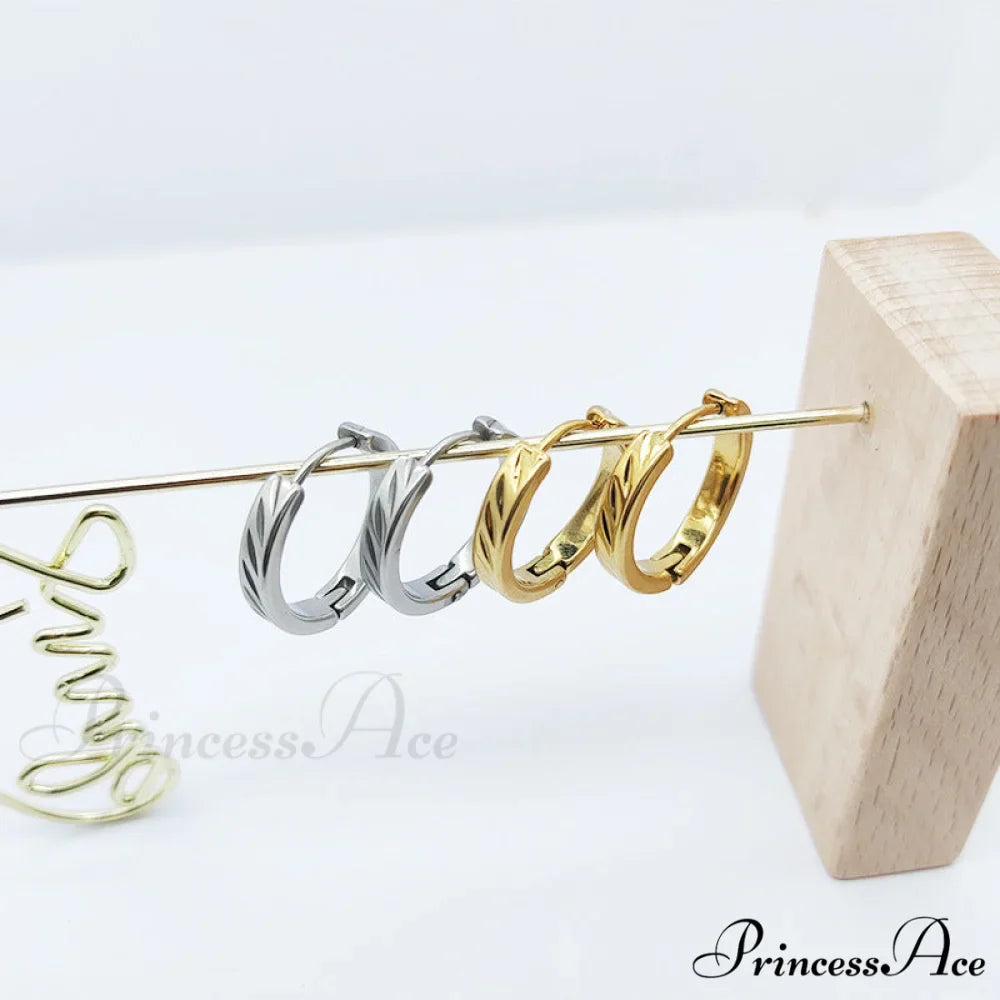 316L Stainless Steel Twist Pattern Hoop Earrings