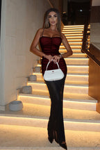 Sexy Mesh Ruched Bodycon Sleeveless Maxi Dress