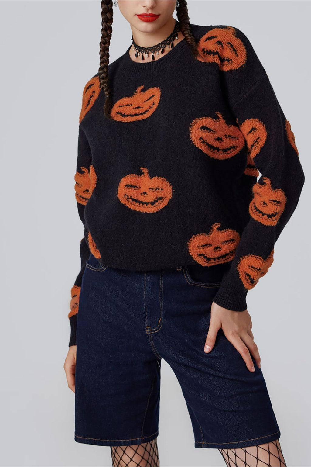 Colorblock Pumpkin Knit Sweater