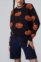 Colorblock Pumpkin Knit Sweater