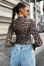 Ruched Leopard Bodycon Crop Top