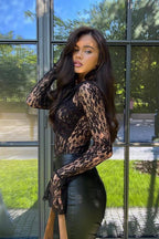 Cross V-Neck Lace Bodysuit Knit Top