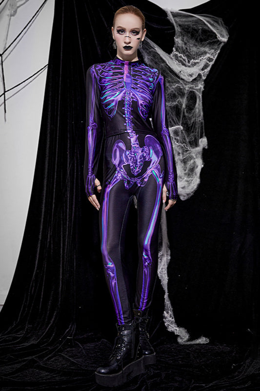 Gothic Street Print Long Sleeve Top Pants Two Pieces Set