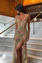 Sexy High Waist Split Floral Dress