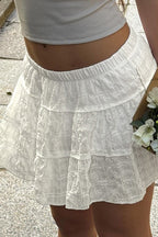 Textured Patchwork Low Waist A-Line Skirt