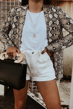 Snake Skin Print Slim Blazer Coat