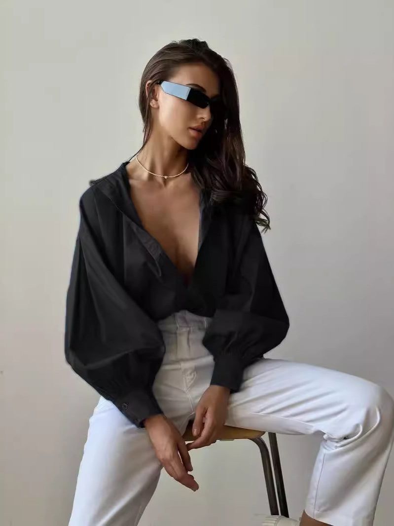 Loose Lantern Sleeve Blouse