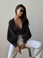 Loose Lantern Sleeve Blouse