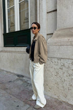 Loose Fit Khaki Suede Jacket