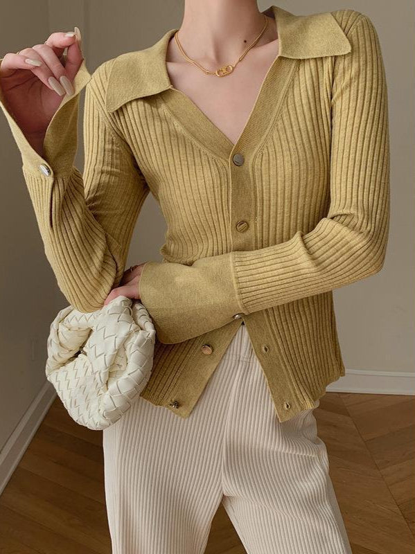 Blue V-Neck Knit Cardigan