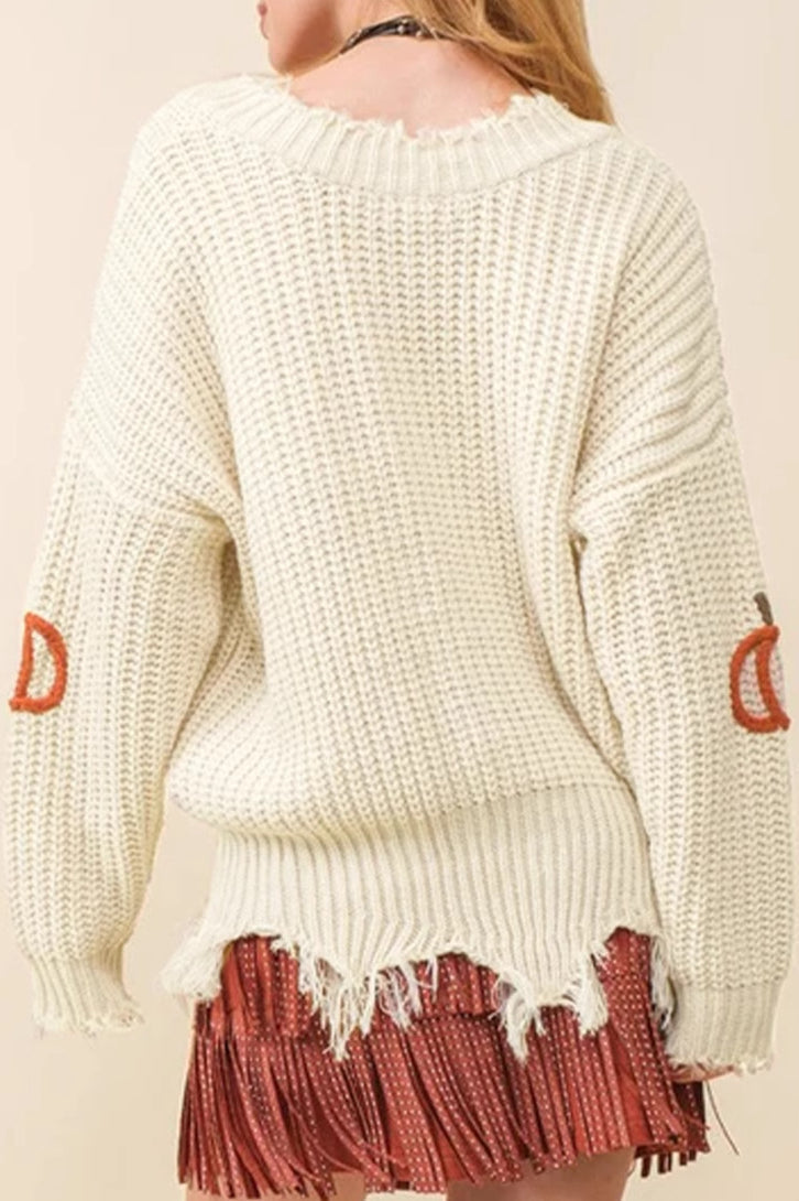 Halloween Drop Shoulder Knit Sweater