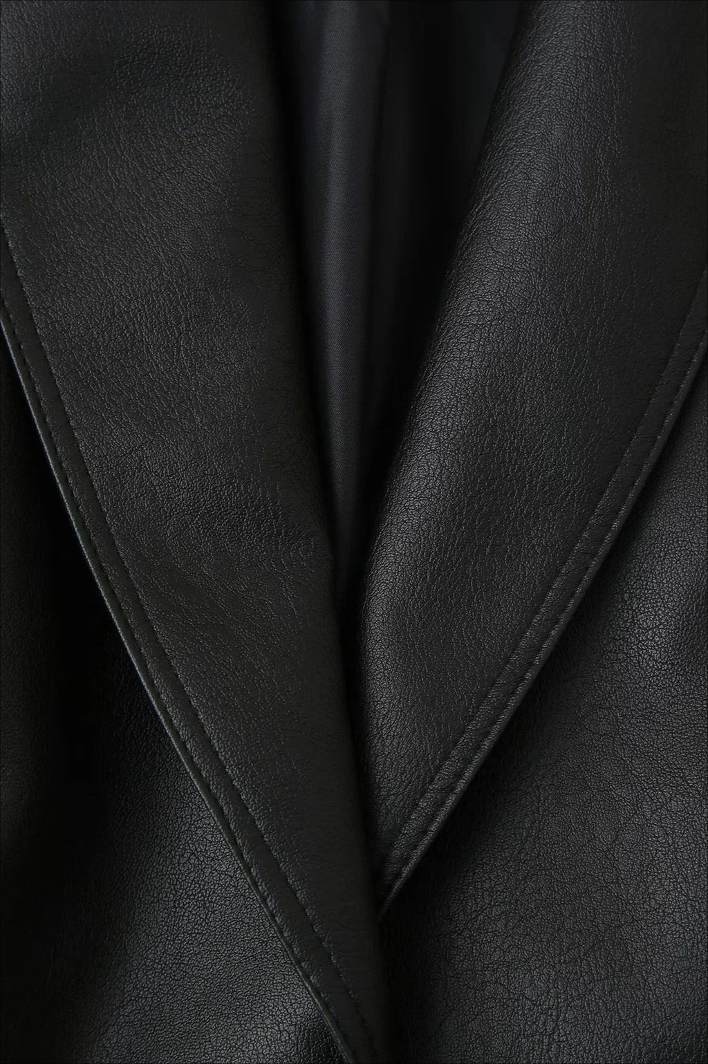 Vintage Belted PU Leather Jacket