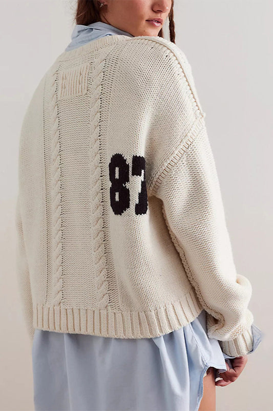 Colorblock Digital Print Oversized Knit Sweater