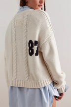 Colorblock Digital Print Oversized Knit Sweater