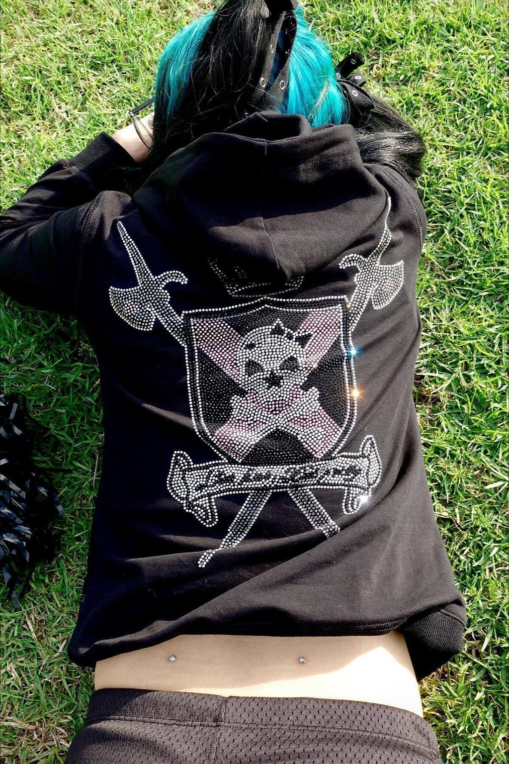 Crystal Studded Zip Up Hoodie