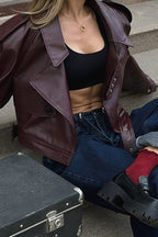 Burgundy Vintage Moto Coat