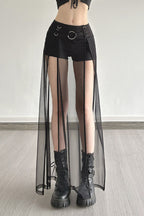 Low Rise Mesh Buckle Skirt