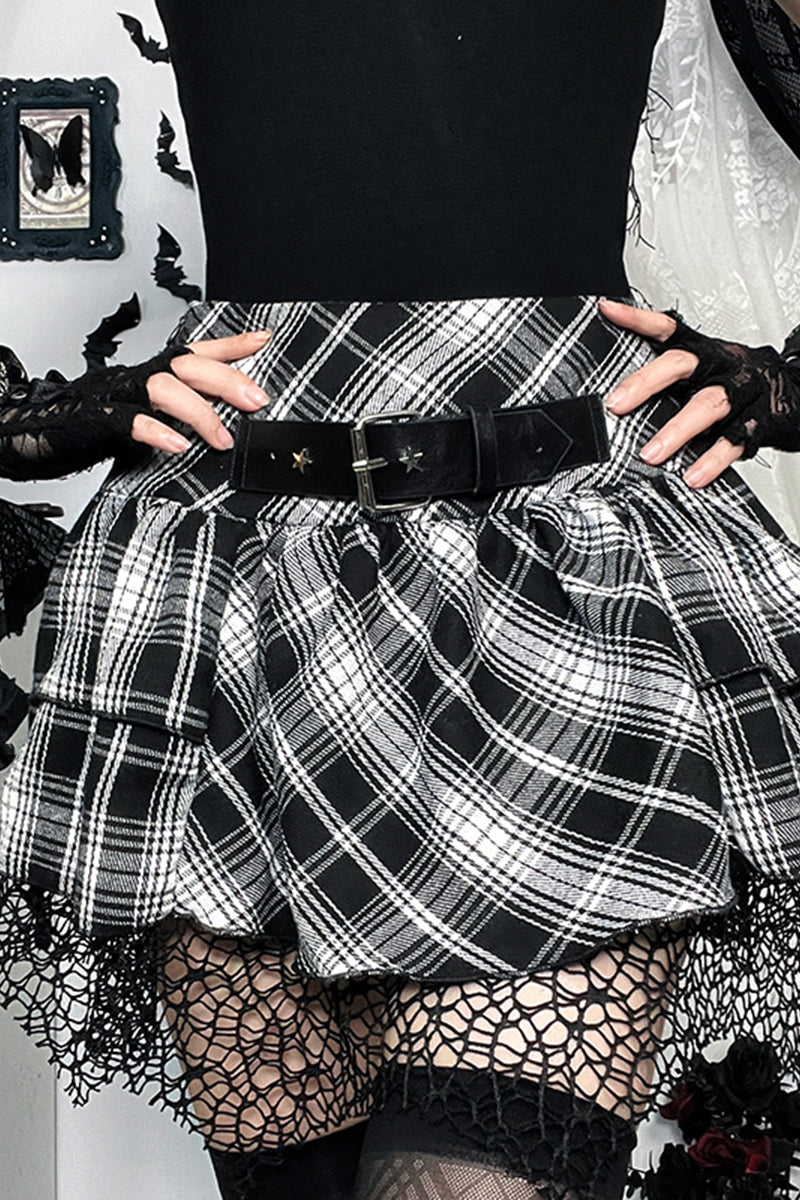 Gothic Plaid Pleated Mini Skirt