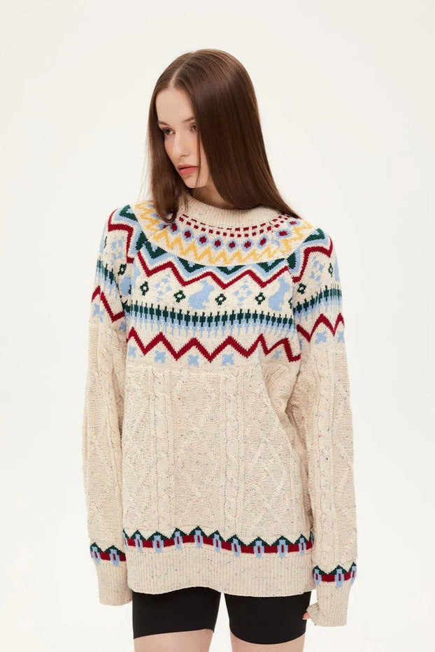 Vintage Crew Neck Knitted Sweater