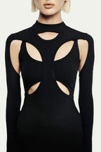 Cross Cutout Long Sleeve Mini Dress