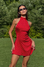 Polka Dot Fit-and-Flare Sleeveless Mini Dress
