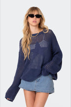 Sexy Hollow Knit Pullover Sweater