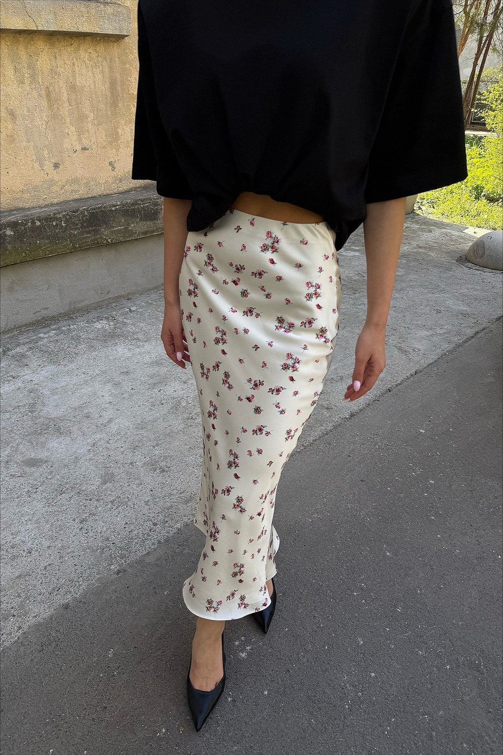 Floral High Waist Slim Pencil Skirt