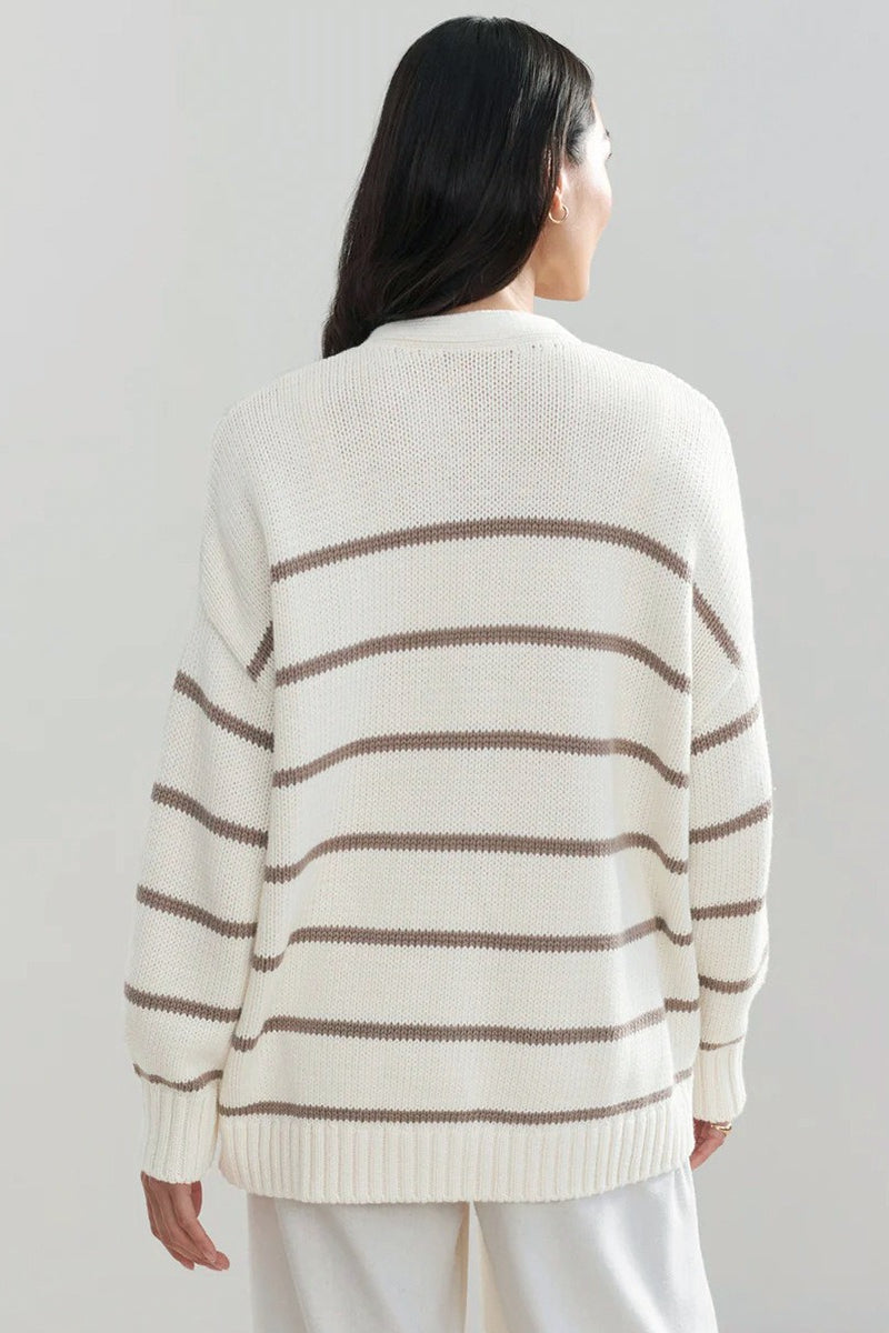 Cotton Striped Cardigan Sweater